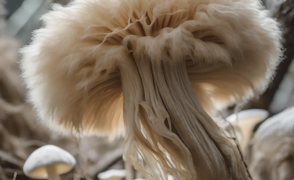 Close-up of a healthy, white, and furry mushroom with a layered appearance.