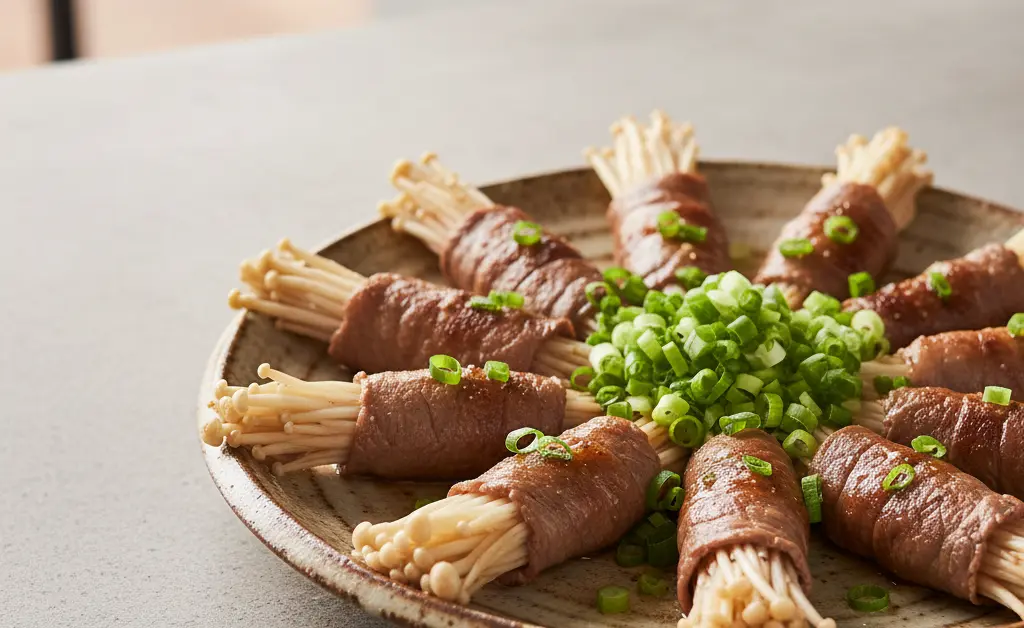 Simple and Delicious Enoki Beef Rolls