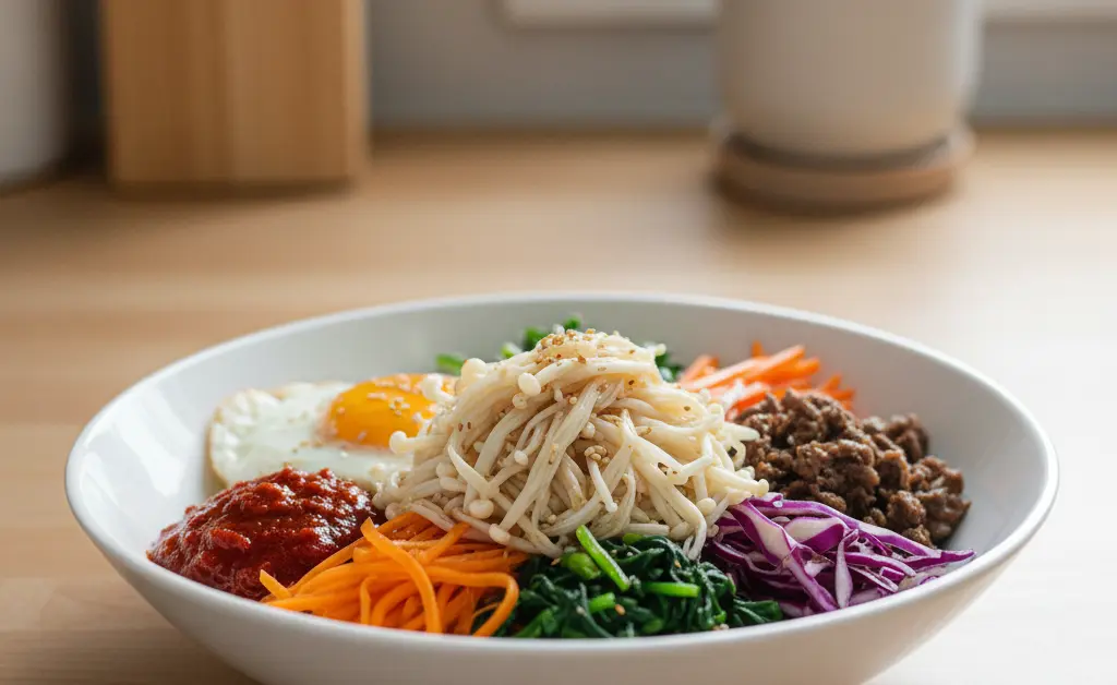 The Perfect Sautéed Enoki for Your Bibimbap
