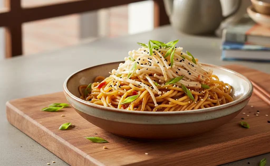 An Easy Recipe for Delicious Enoki Mushroom Noodles