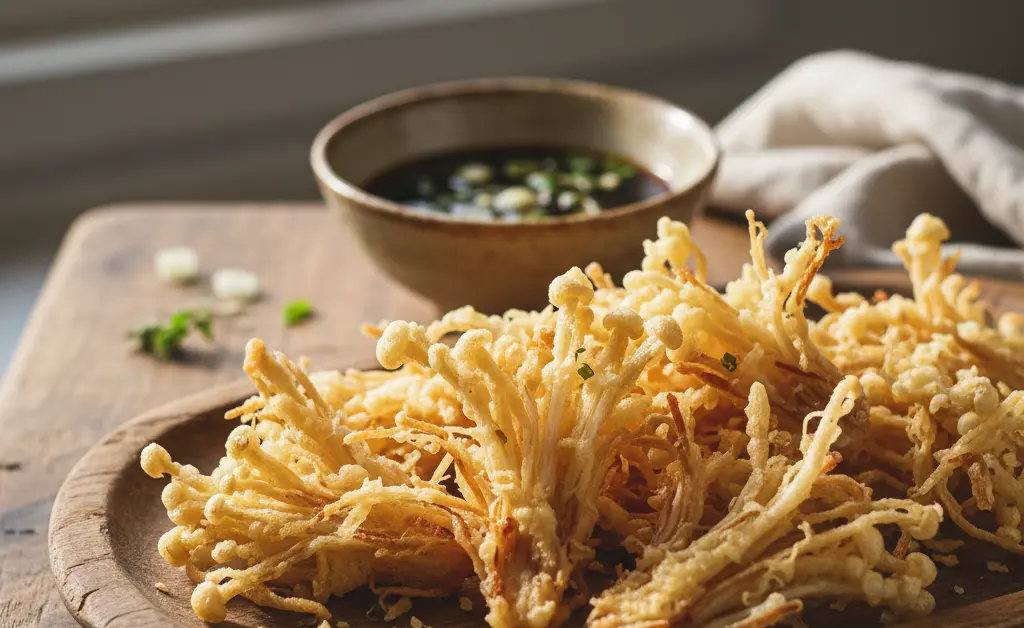 How to Make Perfectly Crispy Enoki Mushroom Tempura
