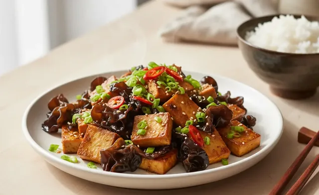 An Approachable Wood Ear Mushroom and Tofu Recipe