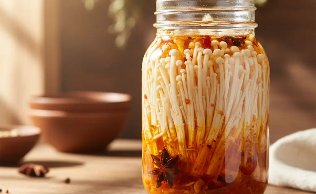 Spicy Enoki Mushrooms: A Simple Jar Recipe