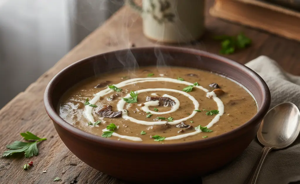 A Rich and Creamy Portobello Mushroom Soup