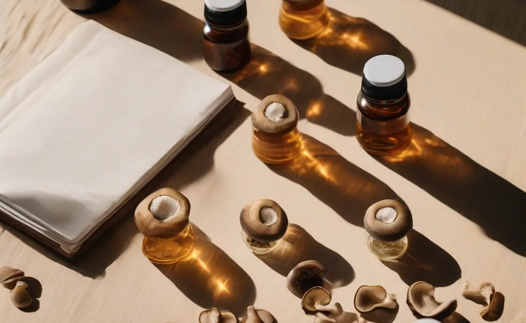 A clean, minimalist flat lay displaying an assortment of high-quality mushroom capsules, offering a visual guide for selecting the best mushroom capsules reddit users discuss.