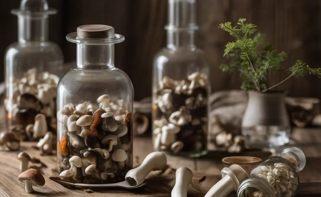 A balanced composition showcasing the potential mushroom capsules effects with earthy tones and subtle light.